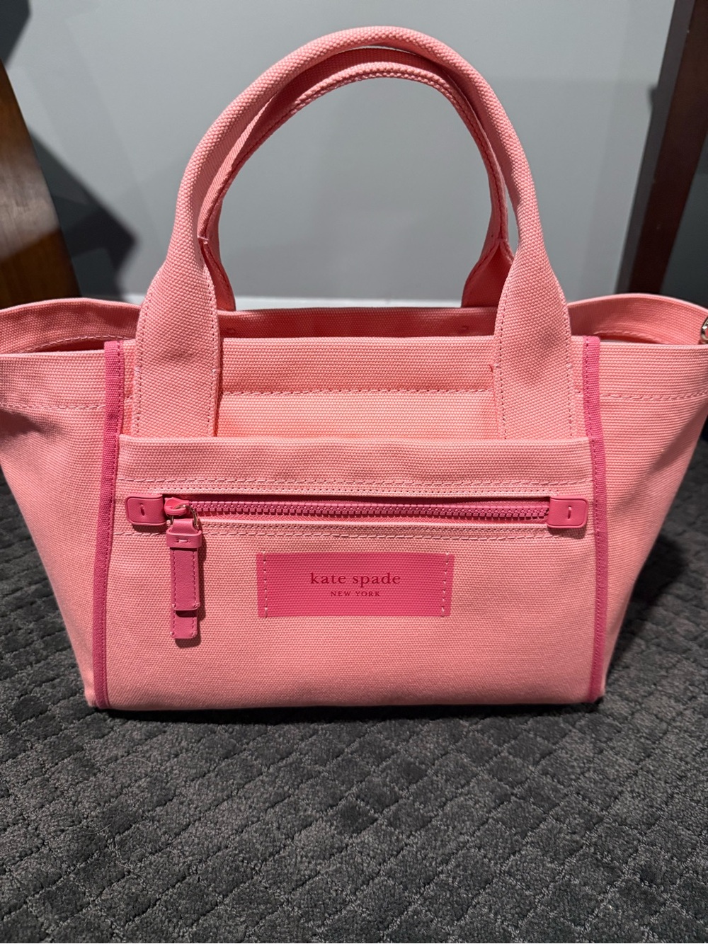 kate spade Pink Canvas Tote with Front Zip Pocket